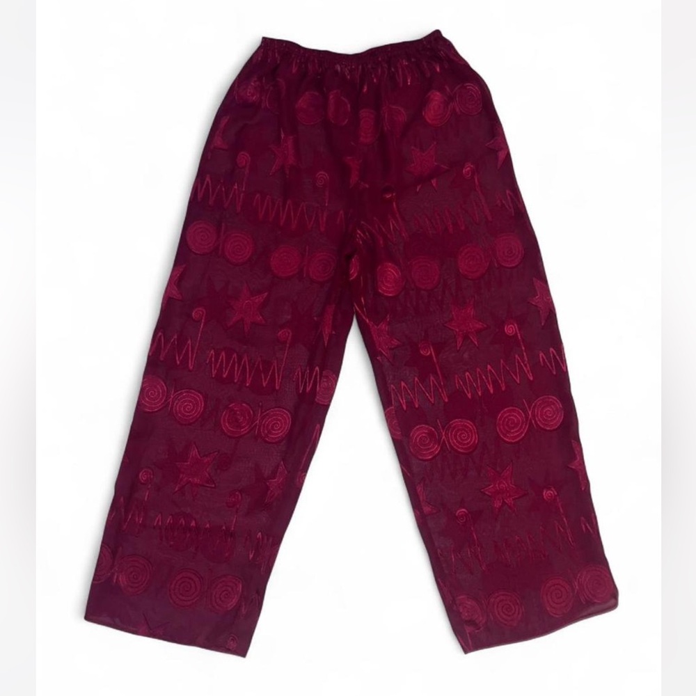 Vintage Victorias Secret Celestial Gold Tag Sheer Red PJ pants small